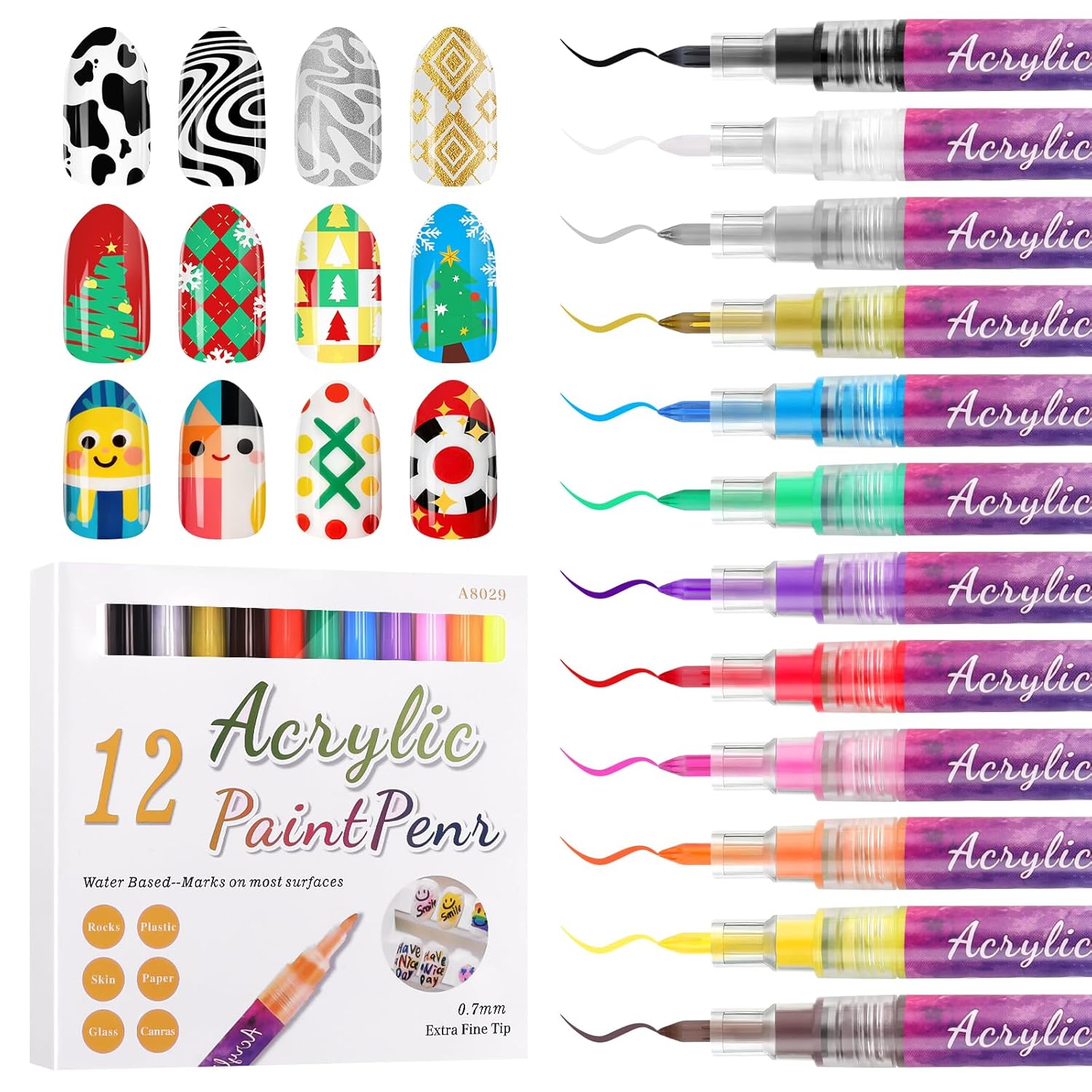 12 Colors Nail Marker Pen