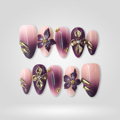 Purple Bloom press-on nails