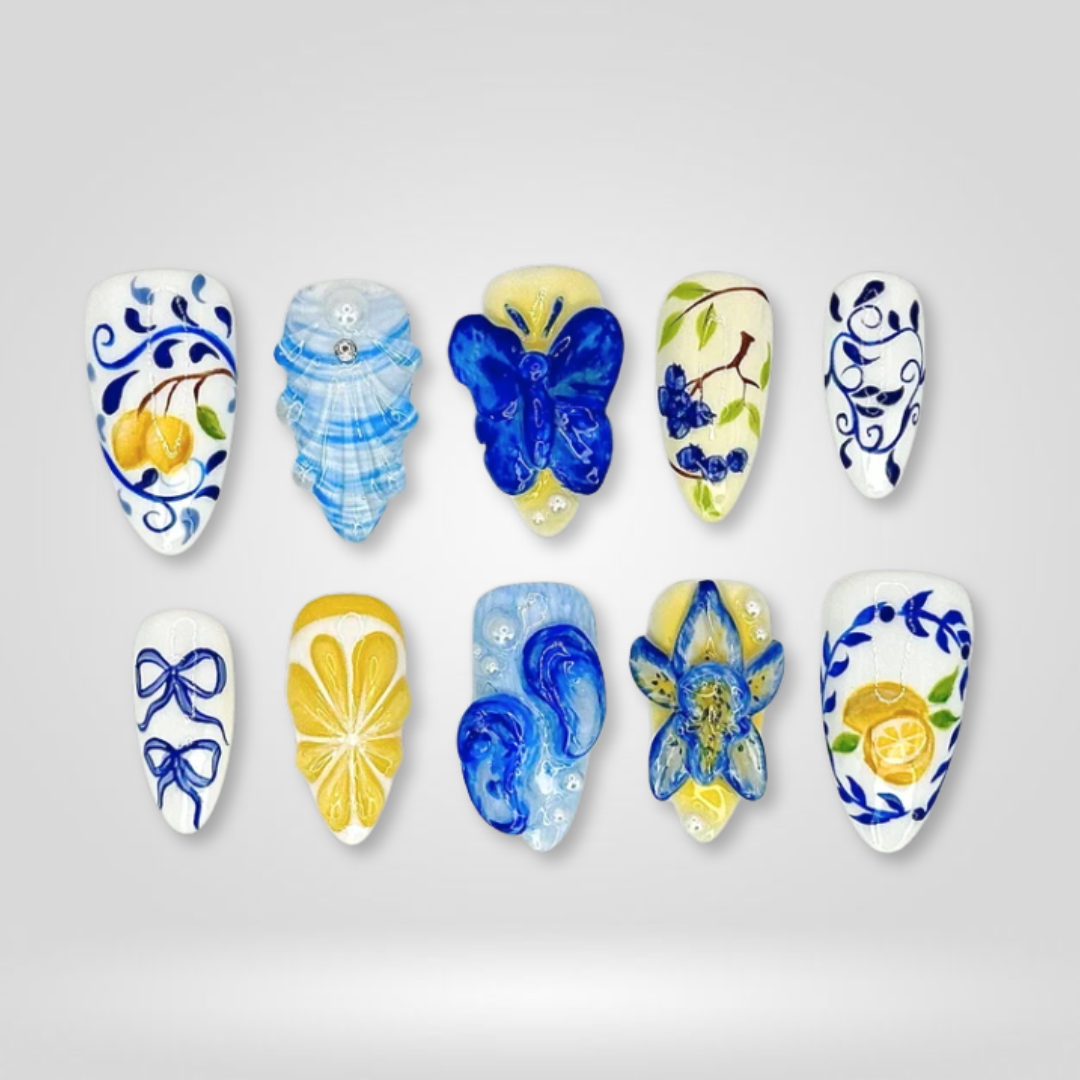 Mediterranean Bloom press-on nails