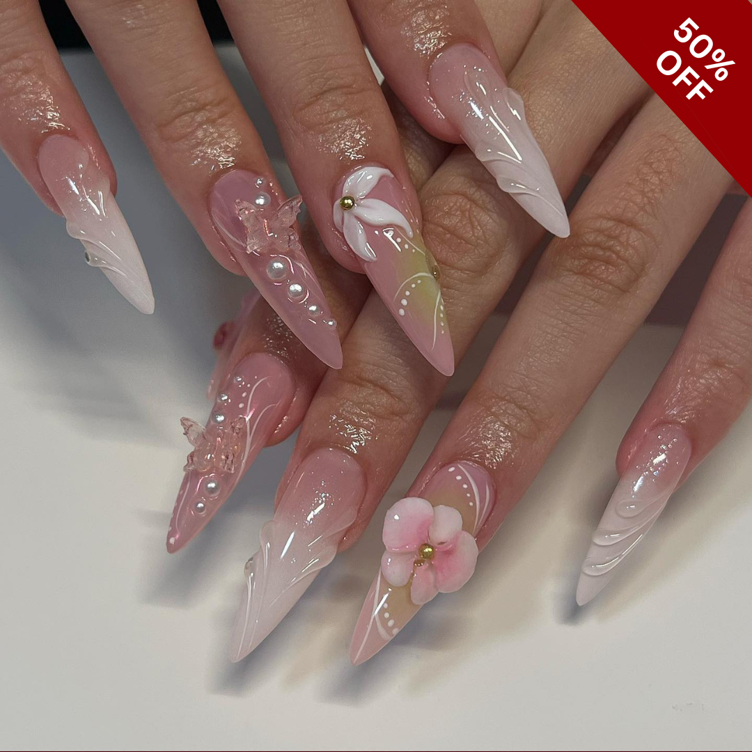 Floral Haze press-on nails
