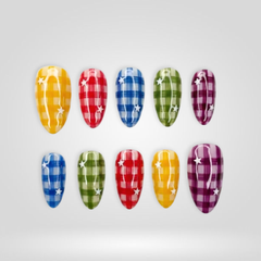 Dot Striped press-on nails