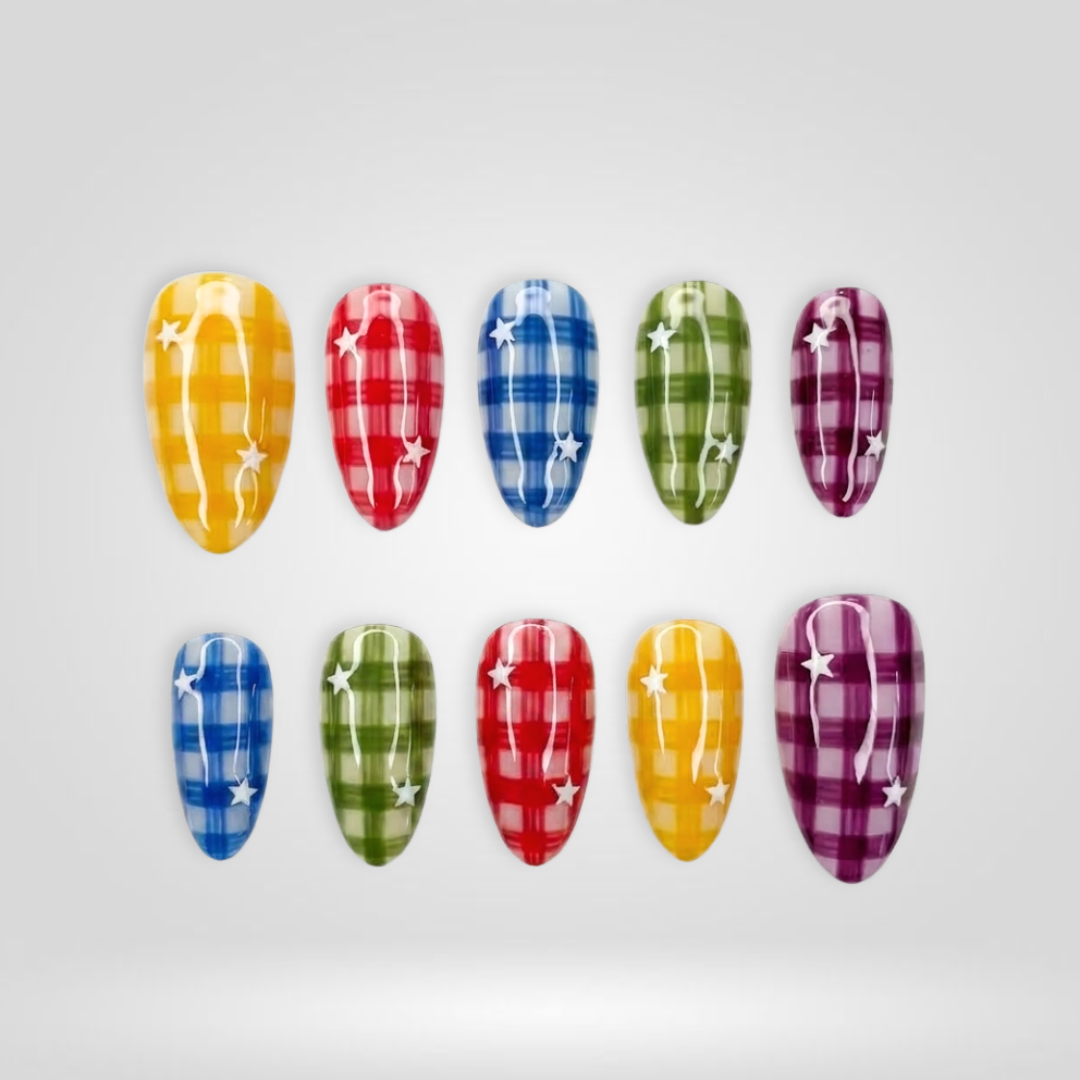 Dot Striped press-on nails