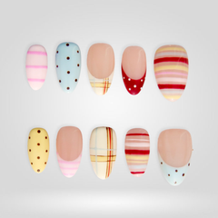 Picnic Stripe press-on nails