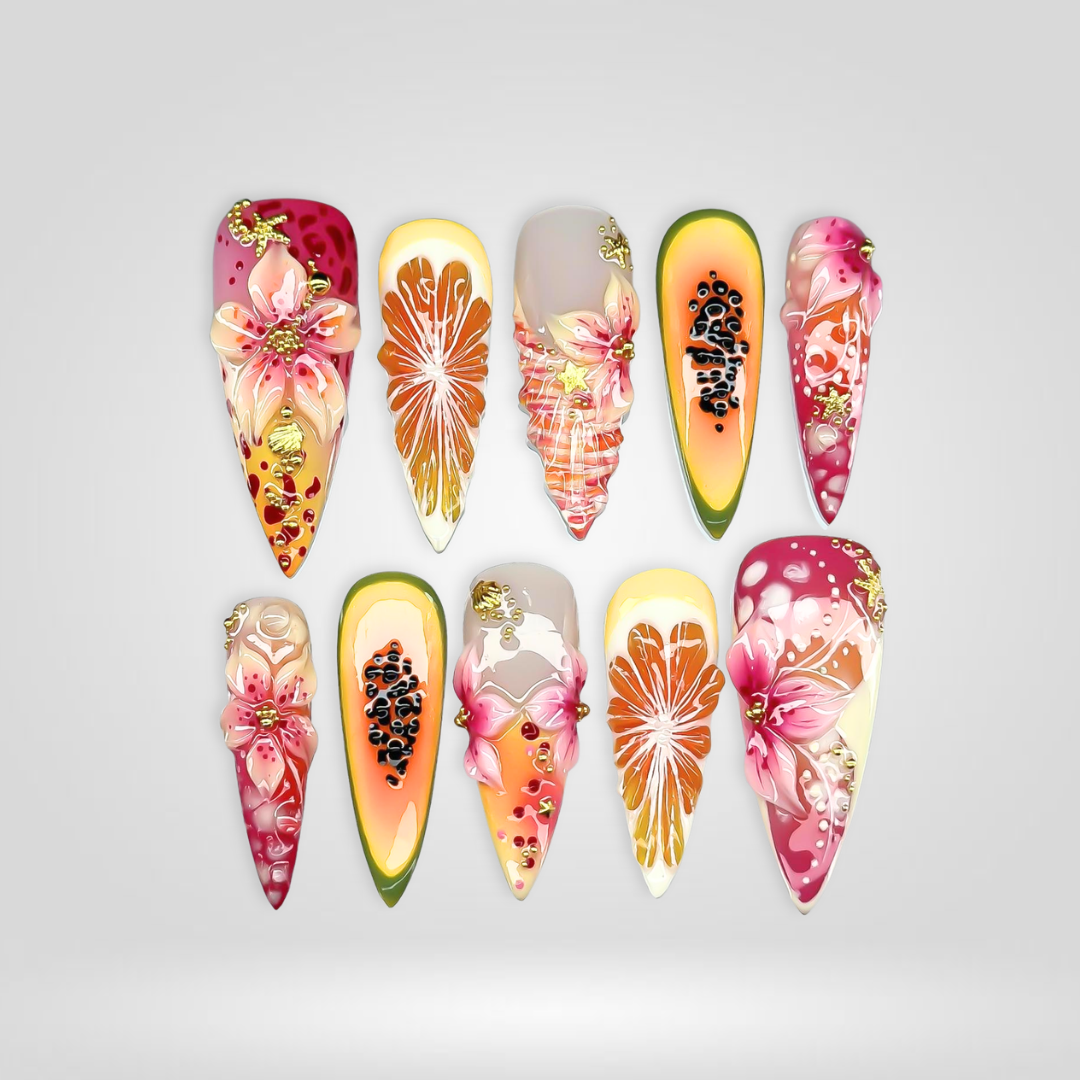 Tropical Blossom press-on nails