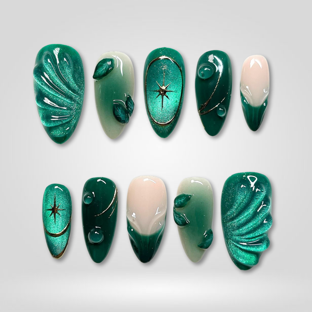 Emerald Star press-on nails
