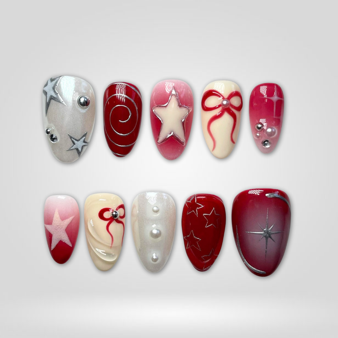Twinkle Bow press-on nails