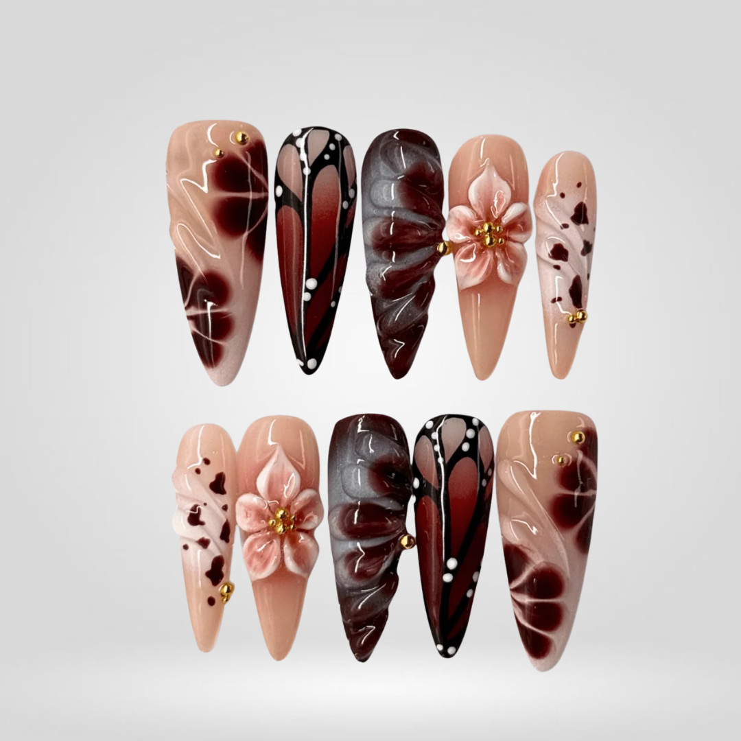 Brown Petal press-on nails