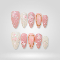 Rosy Lace press-on nails
