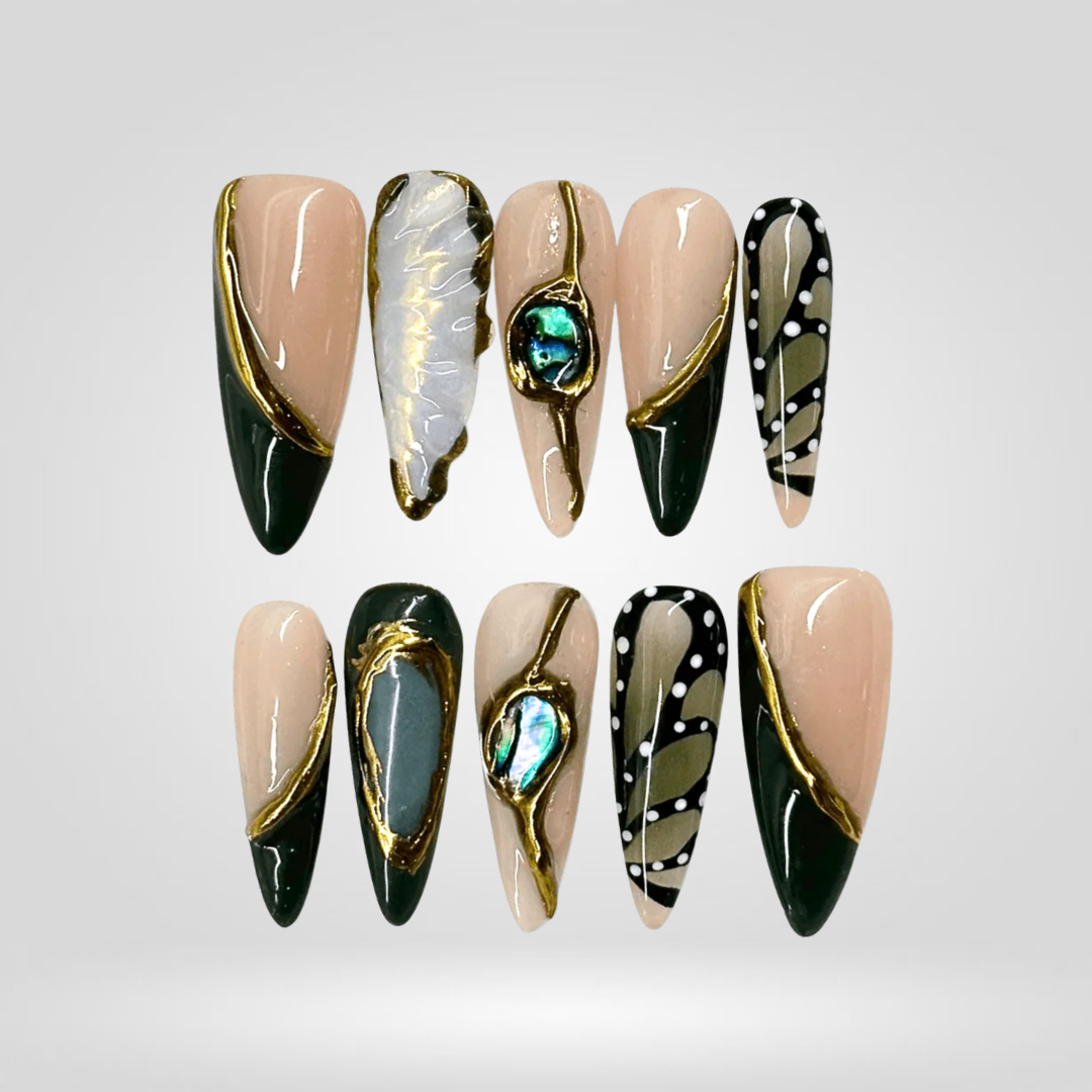 Forest Gem press-on nails
