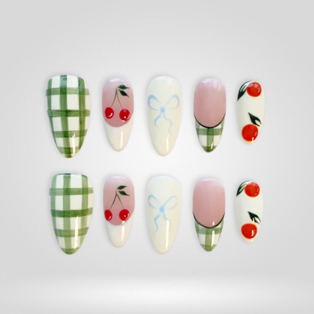 Cherry Picnic press-on nails