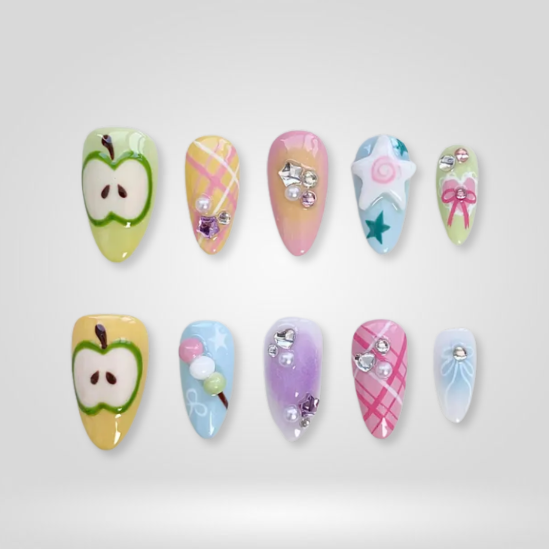 Apple Crush press-on nails