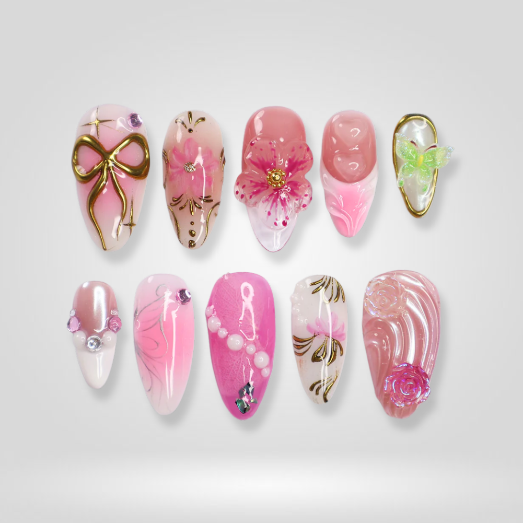 Pink Ribbon press-on nails
