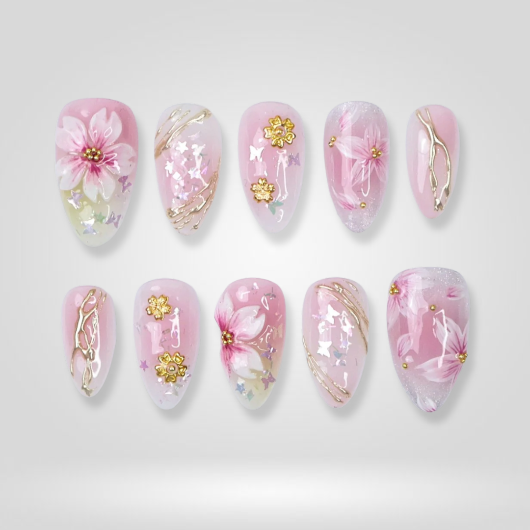 Cherry Petal press-on nails