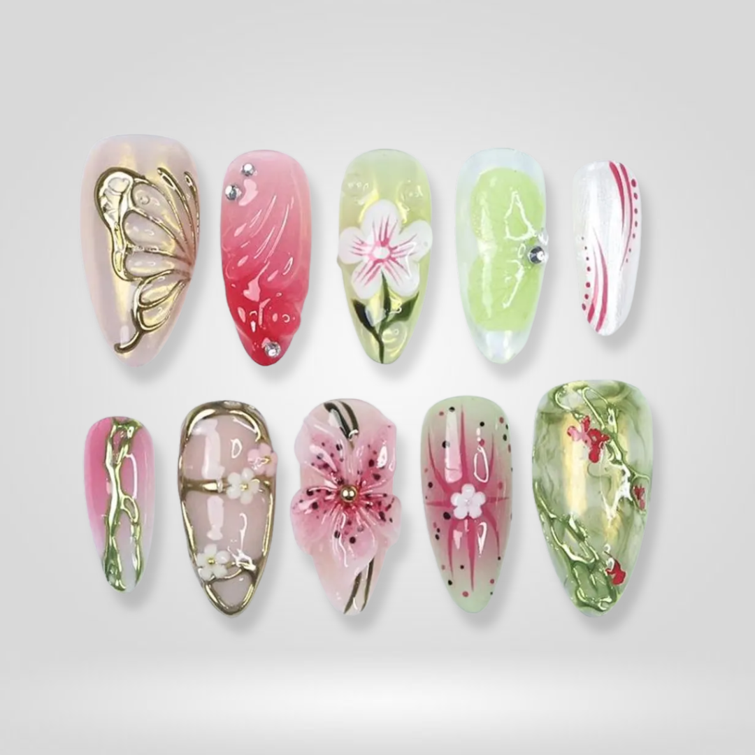 Blossom Charm press-on nails