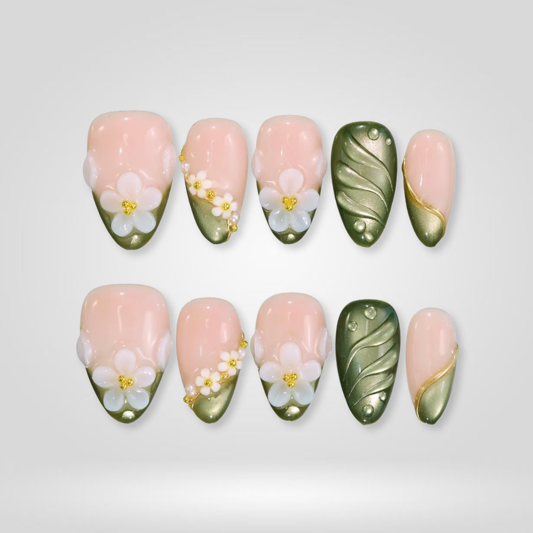 Olive Daisy press-on nails