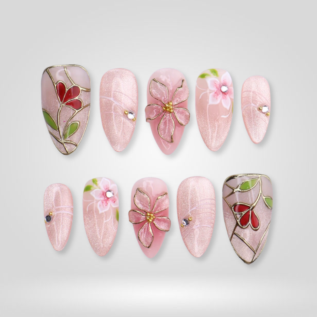 Blush Gardens press-on nails