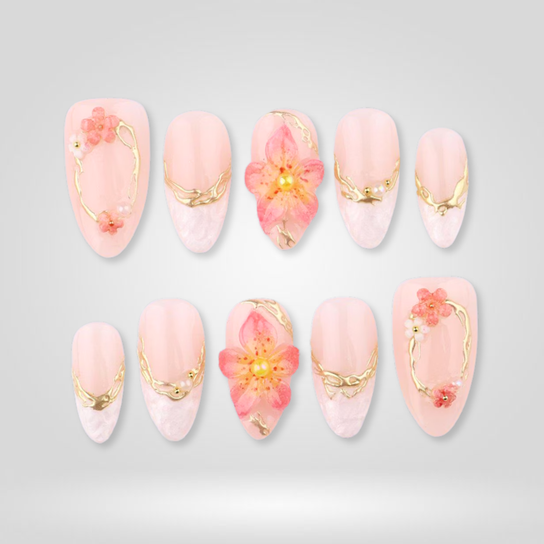 Coral Charm press-on nails