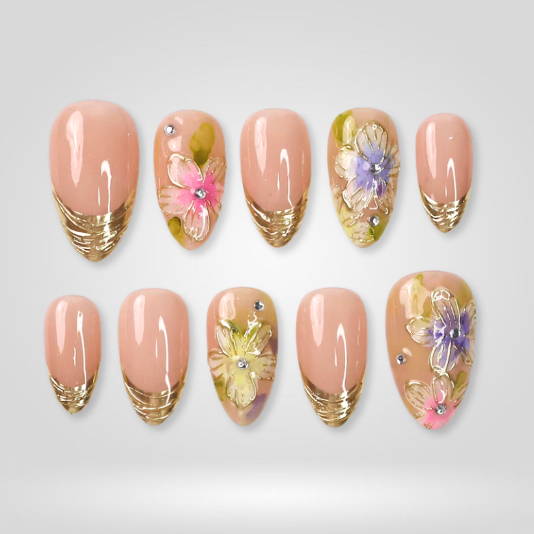 Gilded Bloom press-on nails