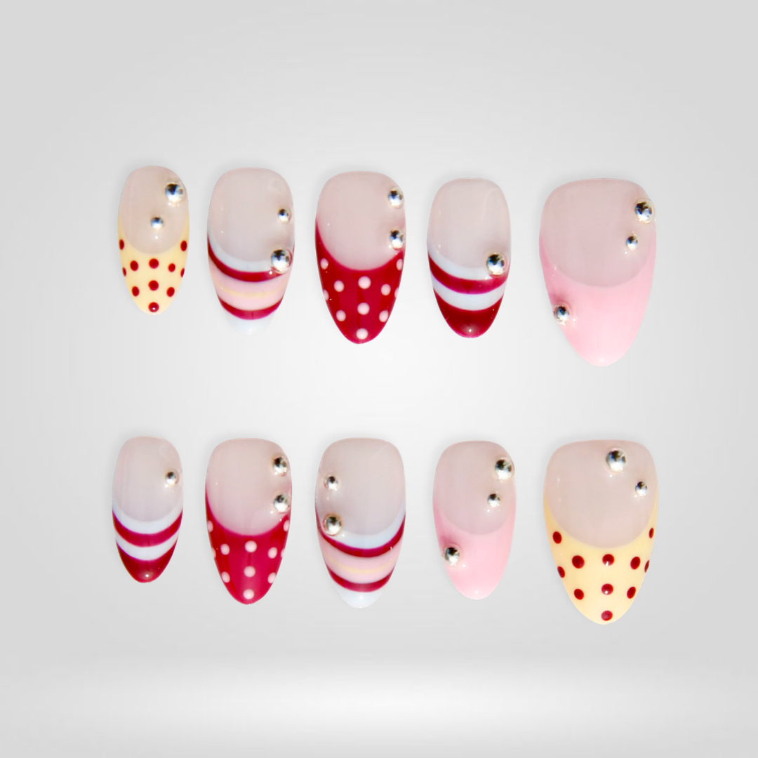 Cherry Dots press-on nails