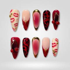 Red Kiss press-on nails