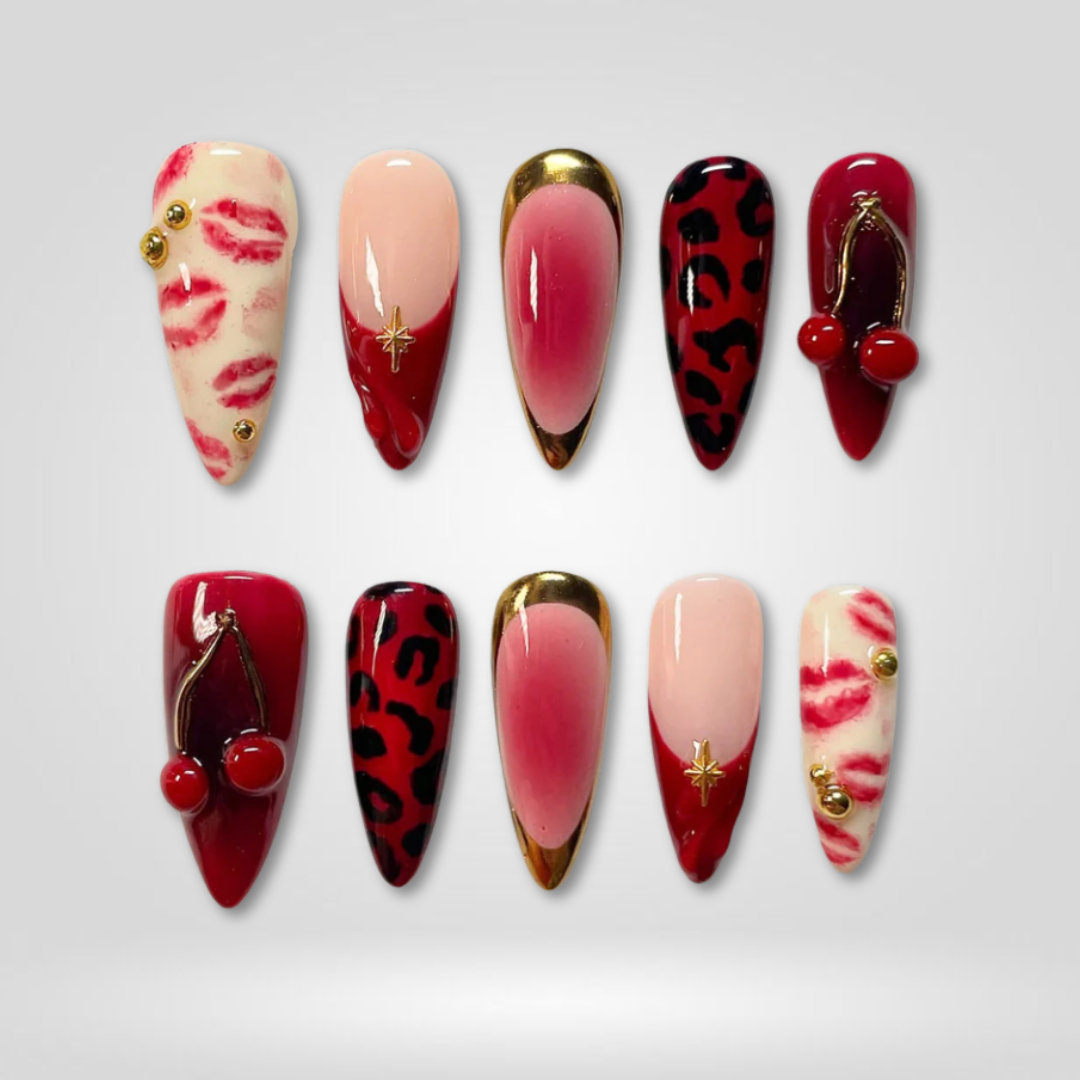Red Kiss press-on nails