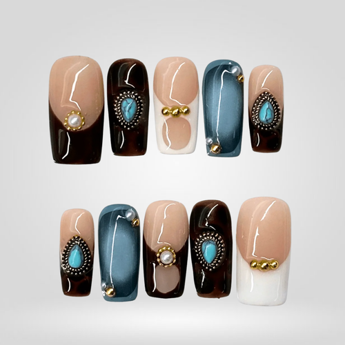 Azure Stone press-on nails