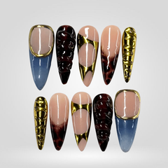 Gold Twist press-on nails