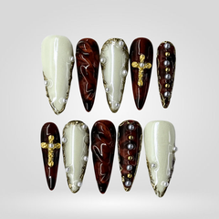 Ivory Cross press-on nails
