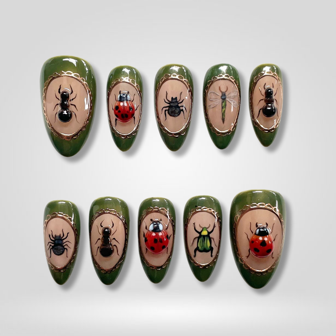 Bug Garden press-on nails