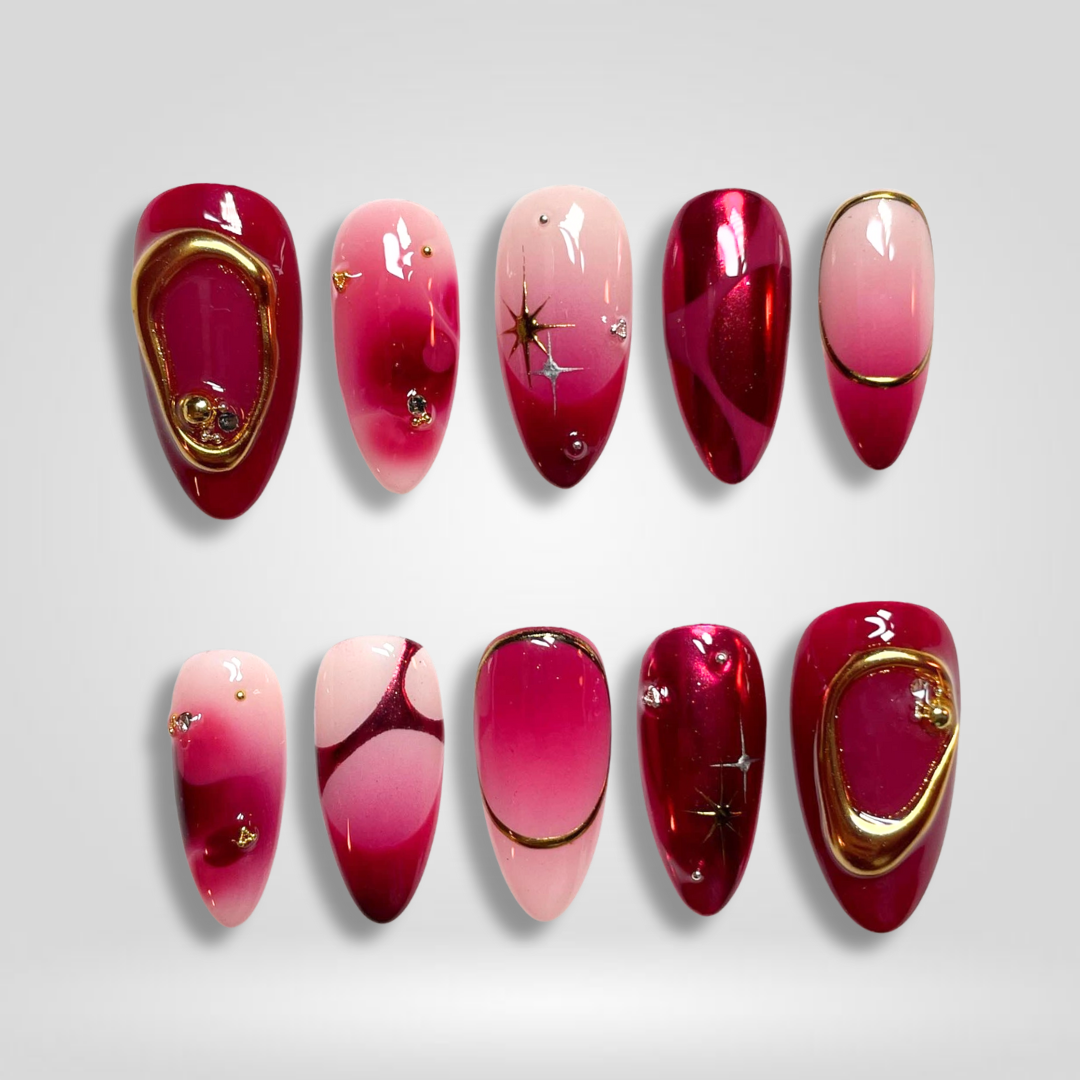Berry Glow press-on nails