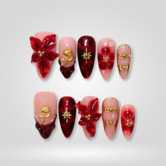 Crimson Reverence press-on nails
