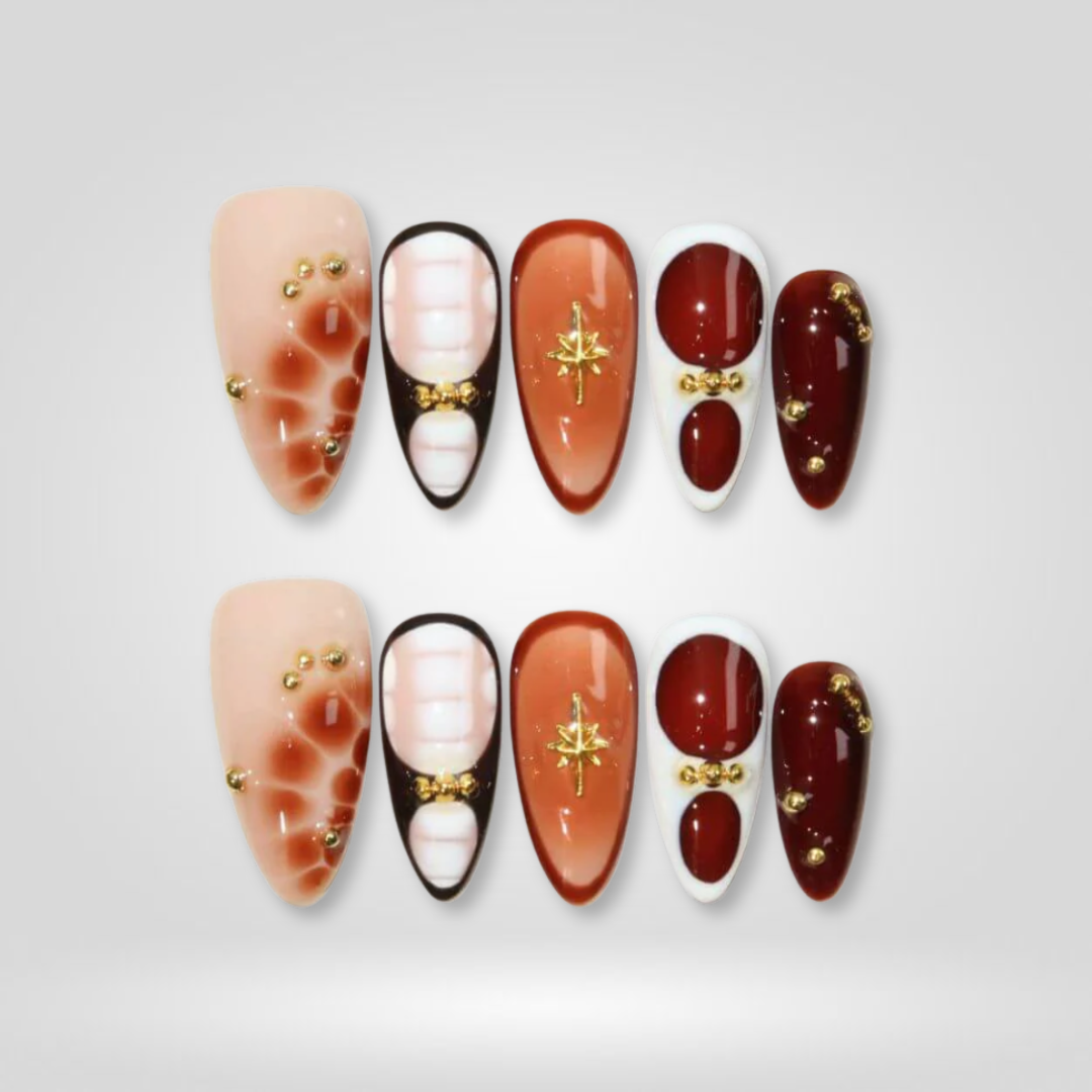 Amber Flora autumn press-on nails