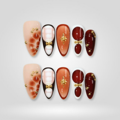 Amber Flora autumn press-on nails