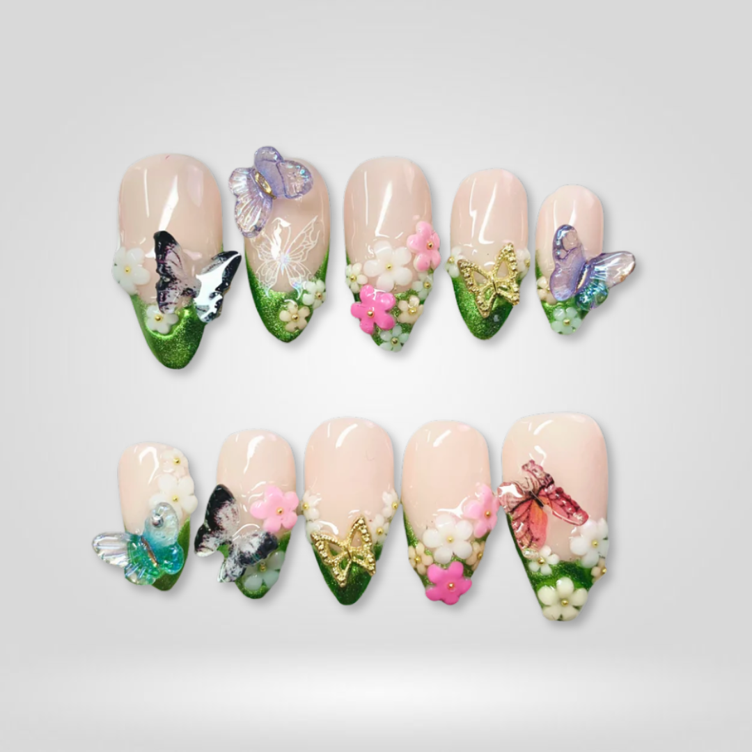 Butterfly Garden press-on nails