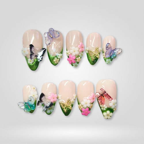 Butterfly Garden press-on nails