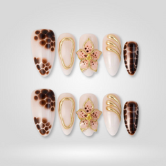 Leopard Bloom press-on nails