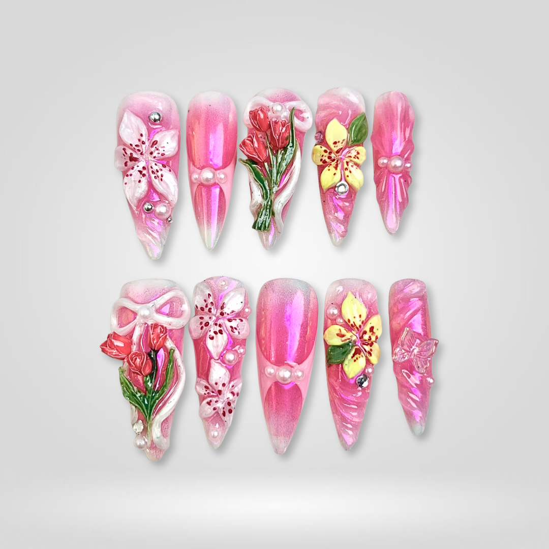 Floral Blossom press-on nails