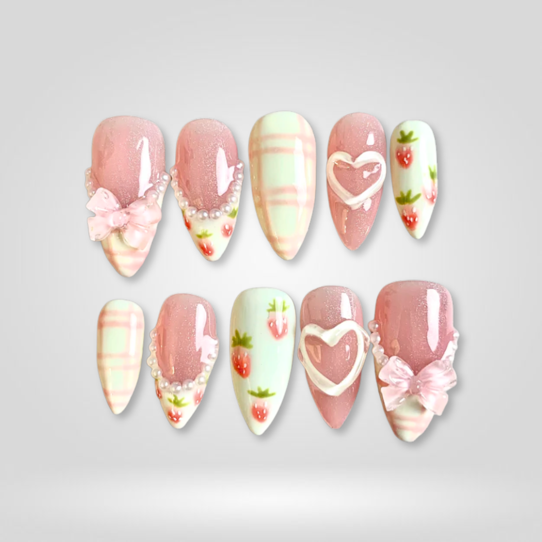 Sweet Strawberry press-on nails