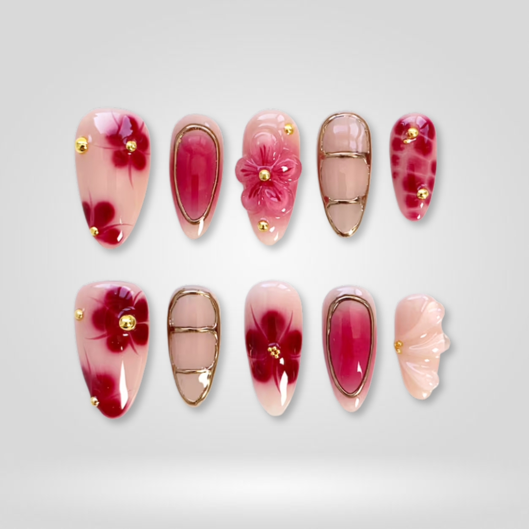 Cherry Glow press-on nails