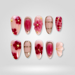 Cherry Glow press-on nails