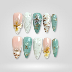 Ocean Glow press-on nails