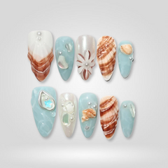 Aquamarine Wave press-on nails